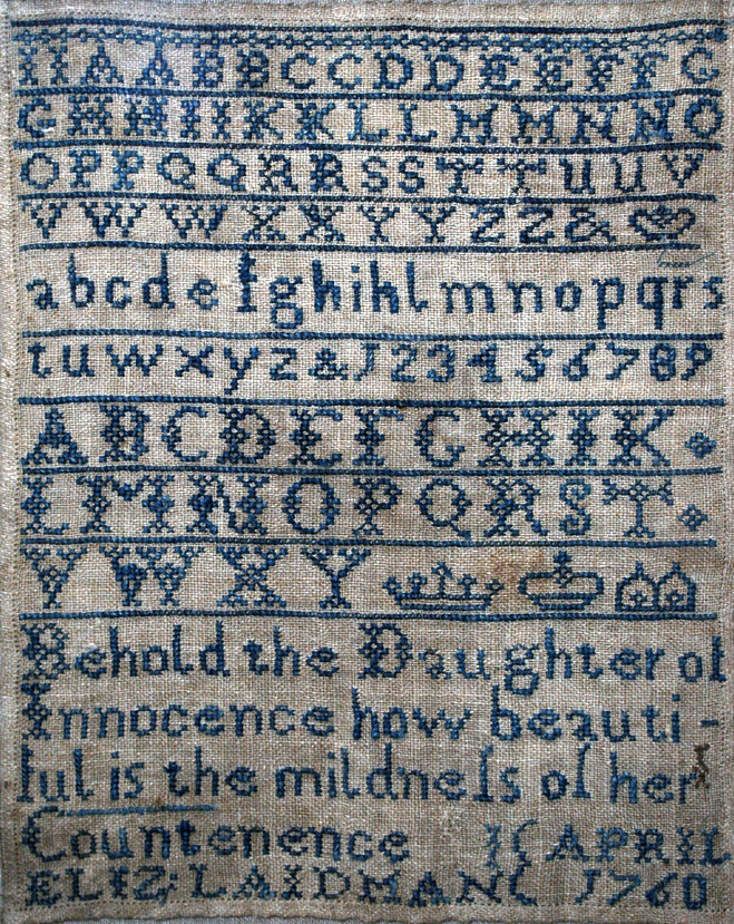 Cross Stitch Sampler with alphabets and a sample phrase